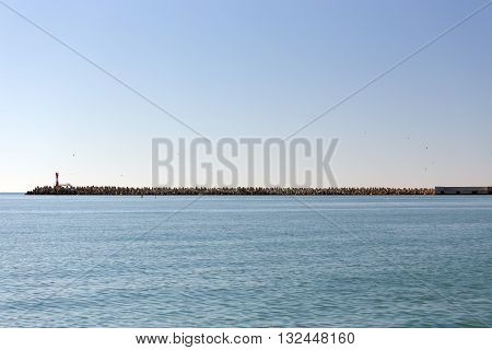 Tetrapods - massive concrete structures with four interlocking legs to protect the beaches from waves. Sochi. Russia