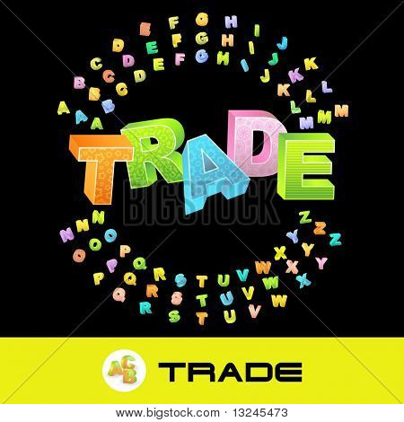 贸易。矢量与彩色字母表的 3d 图。
