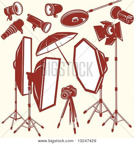 Satz von Foto-Studio-equipment