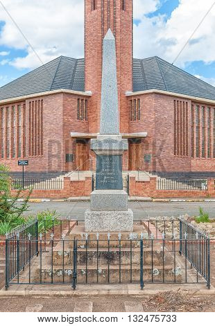 EDENBURG SOUTH AFRICA - MARCH 8 2016: A monument for local citizens who died in the Anglo-Boer war 1899-1902 in Edenburg a small town in the Free State Province