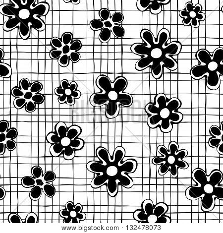 Flower seamless pattern monochrome for fabric print wallpaper background - vector illustration