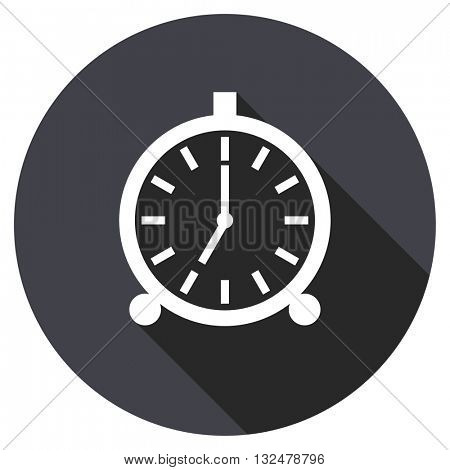 alarm vector icon, round flat design button, web and mobile app illustration