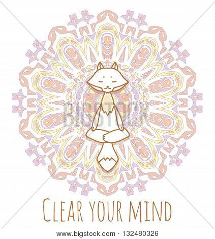 Meditative Animals series. Animal figures seated in the lotus position. Good for design of postcards printed materials for those who are engaged in yoga. All figures are isolated.
