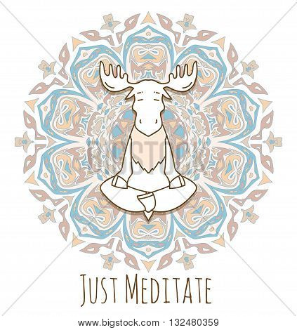 Meditative Animals series. Animal figures seated in the lotus position. Good for design of postcards printed materials for those who are engaged in yoga. All figures are isolated.