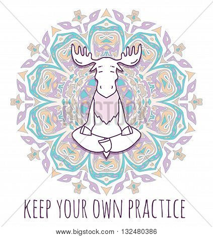 Meditative Animals series. Animal figures seated in the lotus position. Good for design of postcards printed materials for those who are engaged in yoga. All figures are isolated.