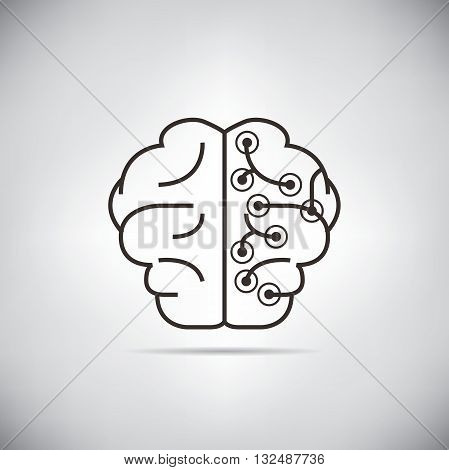 brain with electric circuit artificial intelligence concept