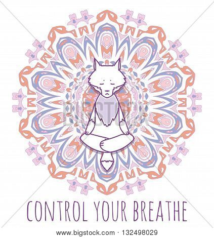 Meditative Animals series. Animal figures seated in the lotus position. Good for design of postcards printed materials for those who are engaged in yoga. All figures are isolated.