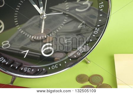 financial report. time is money and wealth. concept of time and money. Copy space for text.
