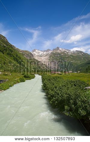 Rhone glacier, source of Rhone river