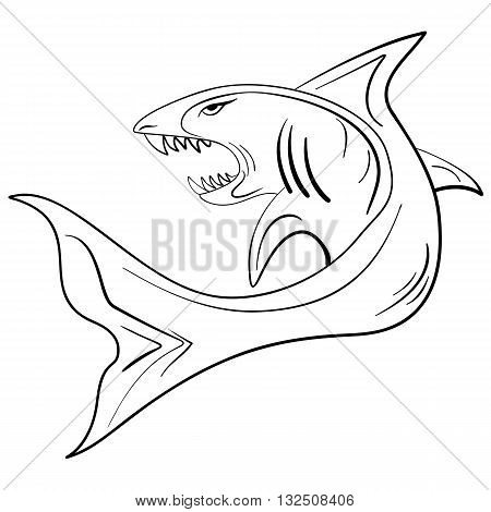 Hand-drawn large shark with an open mouth grunge ink sketch shark