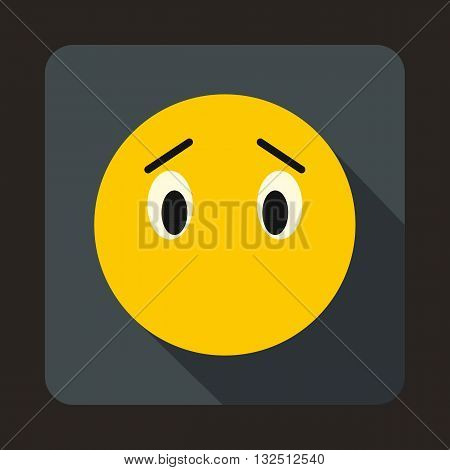 Emoticon without mouth icon in flat style on a gray background