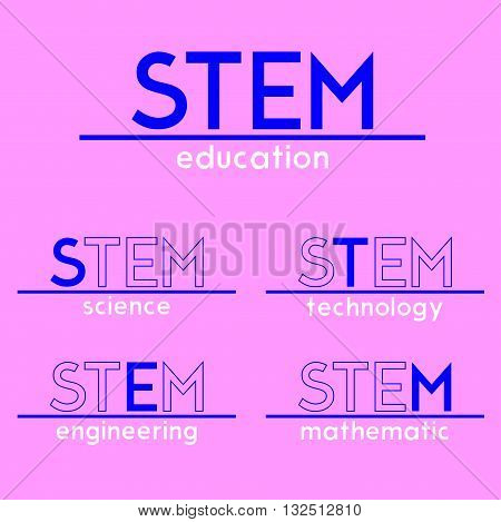 STEM Education logo with blue text on pink background