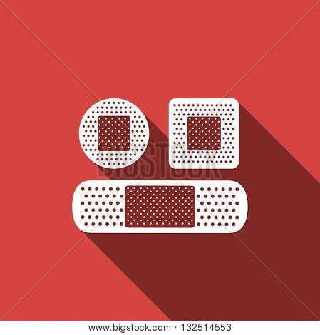 Bandage plaster icon with long shadow. Vector illustration.