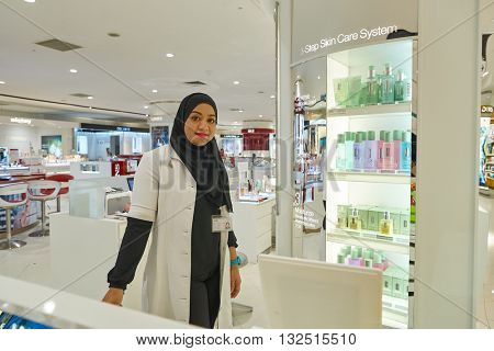 KUALA LUMPUR, MALAYSIA - MAY 09, 2016: inside of Suria KLCC shopping mall in Petronas Twin Towers. Suria KLCC is one of the largest shopping malls in Malaysia