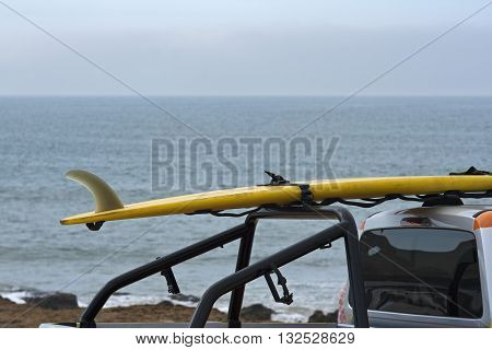 Lifeguard patrol car in the Carcavelos beach at Sun Coast in Lisbon Portugal