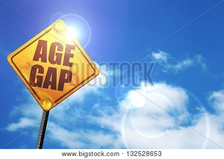 age gap, 3D rendering, glowing yellow traffic sign 