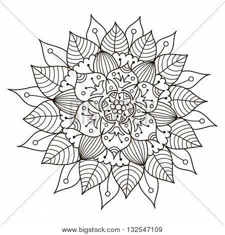 Beautiful Deco Floral Mandala. Vector Round Ornament Pattern. Great choice for adult coloring page, kaleidoscope, medallion and other kind of design