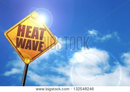 heatwave, 3D rendering, glowing yellow traffic sign 