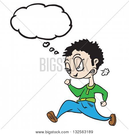 angry man with thought bubble running cartoon