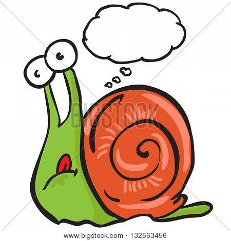 snail with thought bubble cartoon