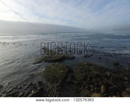 shot at ocean tides on the beach