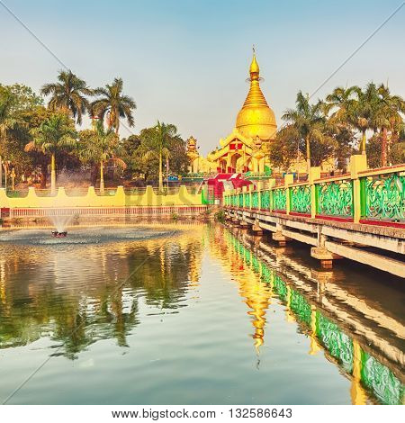 Buddhist pagoda Maha Wizaya in Yangon. Myanmar. 