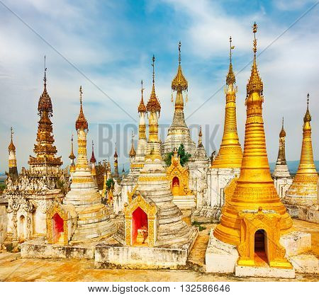 Buddhist temple Thaung Tho on Inle Lake. Myanmar. 