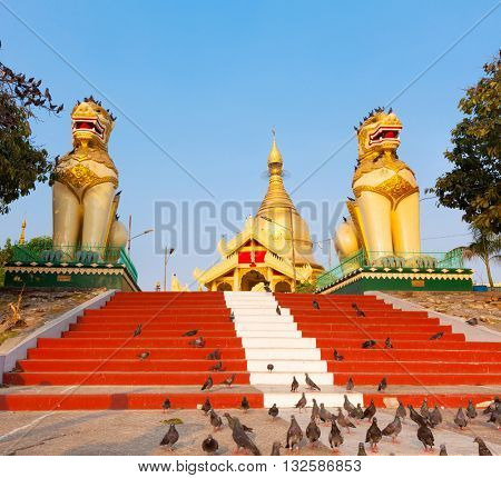 Buddhist pagoda Maha Wizaya in Yangon. Myanmar. 