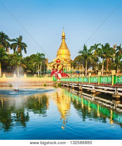 Buddhist pagoda Maha Wizaya in Yangon. Myanmar. 