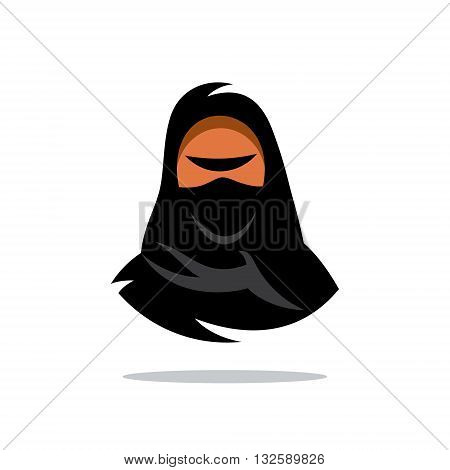 Girl in Burqa. Isolated on a White Background