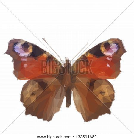 Low poly illustration of European peacock butterfly