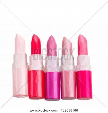 set of lipsticks isolated on white background