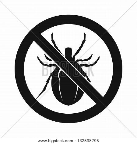 No bug sign icon in simple style isolated on white background