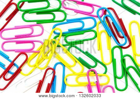 Paper clips colorful isolate on white background