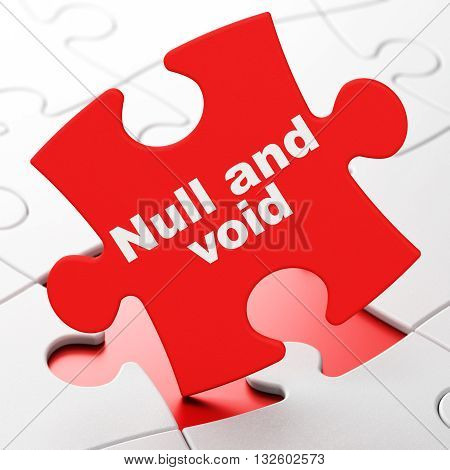 Law concept: Null And Void on Red puzzle pieces background, 3D rendering