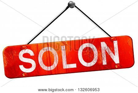 solon, 3D rendering, a red hanging sign
