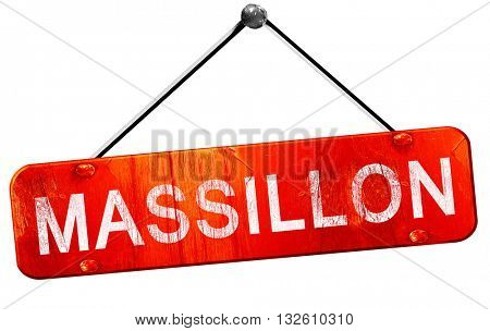 massillon, 3D rendering, a red hanging sign