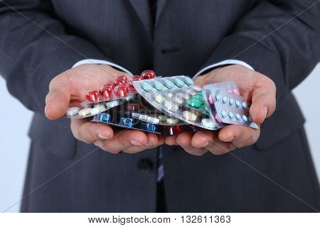 Tablets in the hands of a businessman