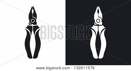Vector Pliers icon. Two-tone version of Pliers simple icon on black and white background