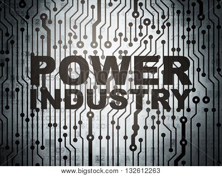 Industry concept: circuit board with  word Power Industry, 3D rendering