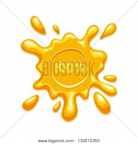 Honey splash blot label on white background. Vector illustration isolated for web design and print
