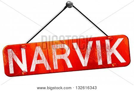 Narvik, 3D rendering, a red hanging sign