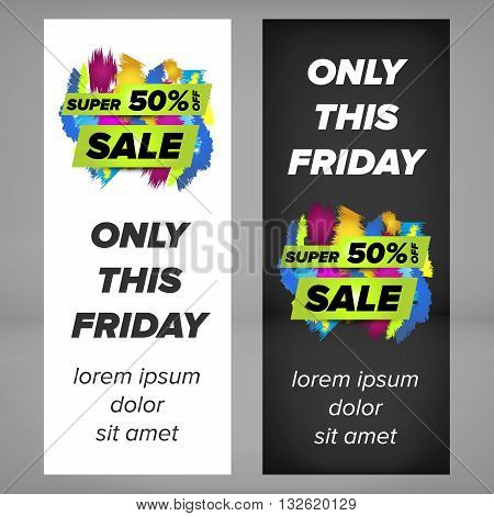 Super sale banner design with colored sale tag