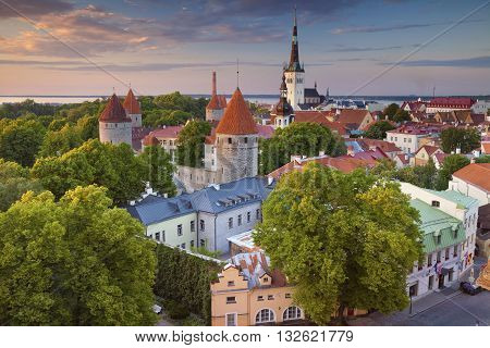 Tallinn. Image of Old Town Tallinn in Estonia during sunset.
