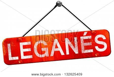 Leganes, 3D rendering, a red hanging sign