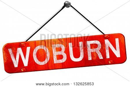 woburn, 3D rendering, a red hanging sign