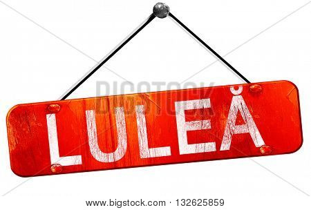 Lulea, 3D rendering, a red hanging sign
