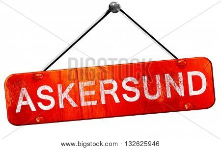 Askersund, 3D rendering, a red hanging sign