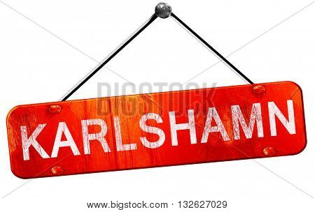 Karlshamn, 3D rendering, a red hanging sign