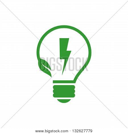 Stylized green eco energy saving bulb concept vector illustration isolated on white background.